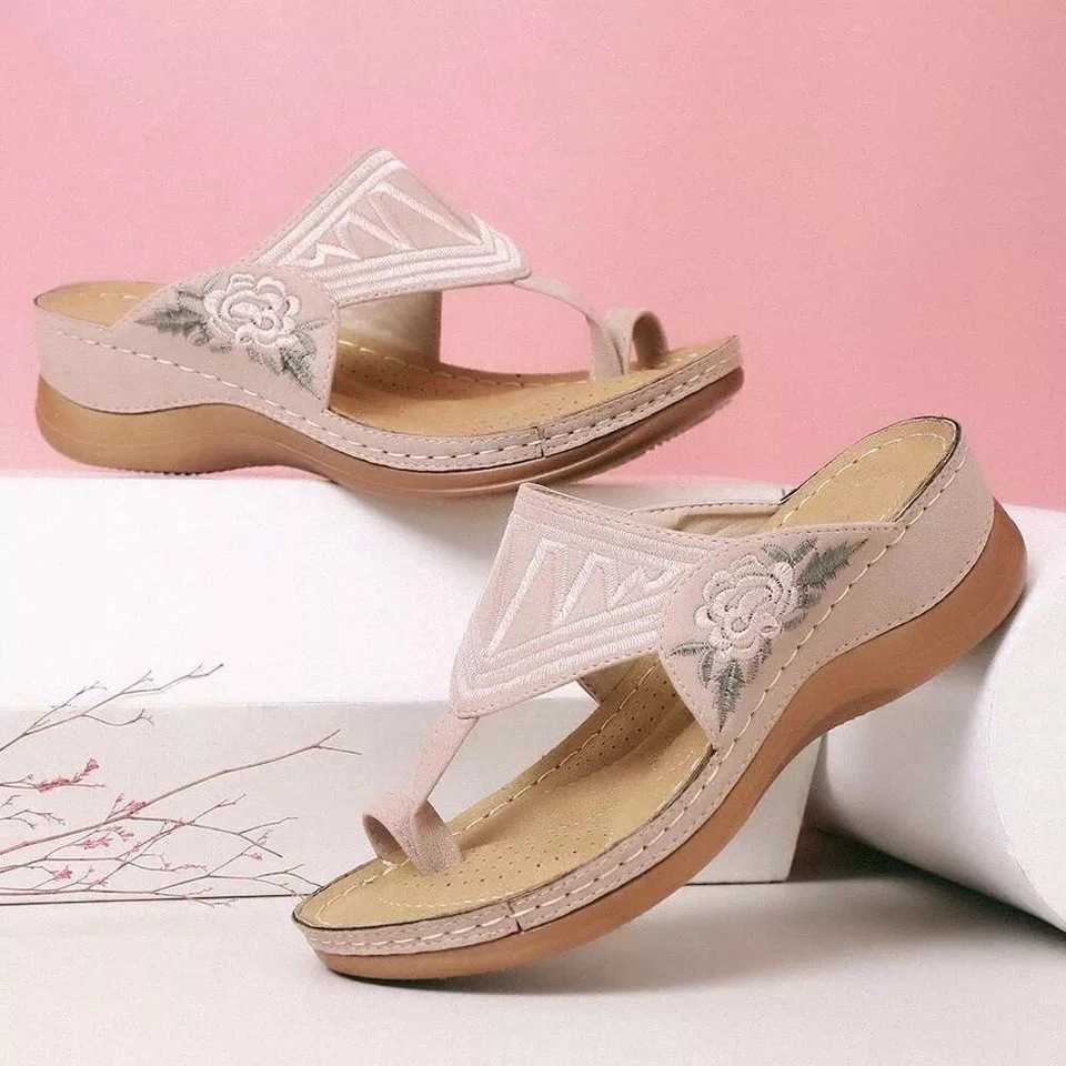 Sandals Women Platform Sandals Beach Casual Wedges Flip Flops Premium Orthopedic Open Toe Big Toe Antislip Outdoor PU Leather Shoes Z0306-image-847120618