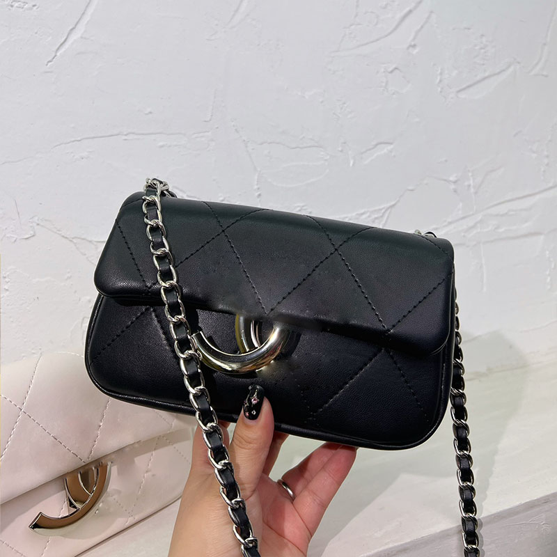 

Womens Classic Flap Square Bags Genuine Leather Diamond Lattice Large Silver Metal Hardware Matelasse Chain Luxury Designer Vanity Case Purse Sacoche 21x13cm, Box