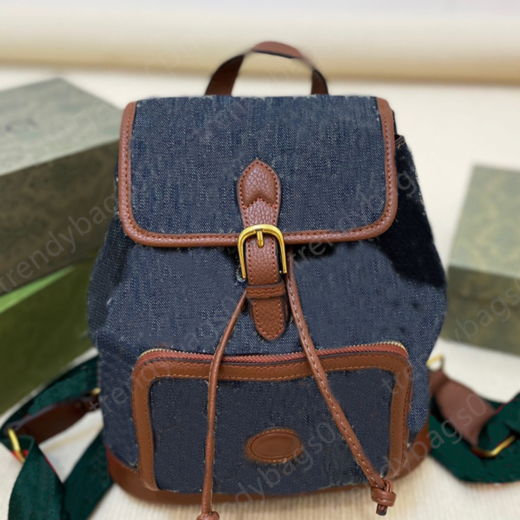 

Fashion Bags women designer backpack Denim and leather splicing backpacks designers work Laptop travel bag men double drawstring String shouder luxury back packs, 01