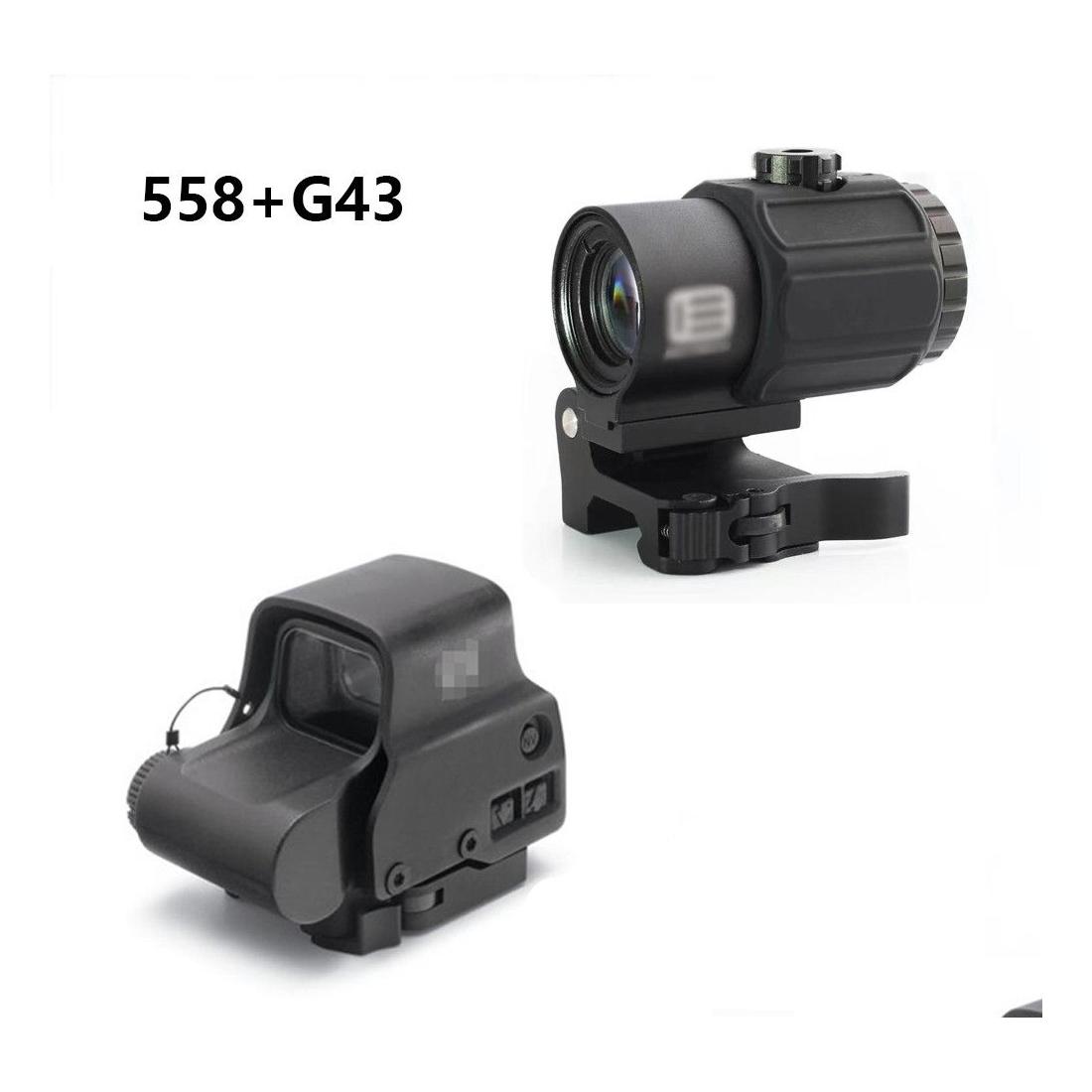 

Tactical Accessories G43 3X Magnifier Scope 558 Red Dot Hybrid Sight With /Original Marking Combo Prefect Replica Drop Delivery Spor Dhvzl