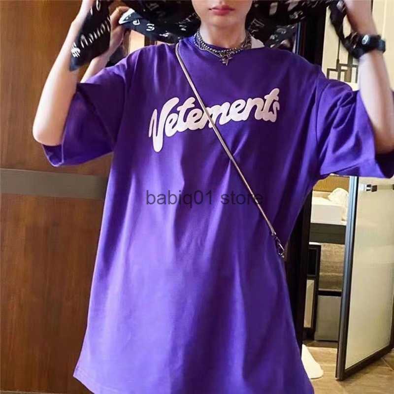 

Men' T-Shirts Witty Cute VETEMENTS Foam Letter INS Women' Short Sleeve T230306, Purple