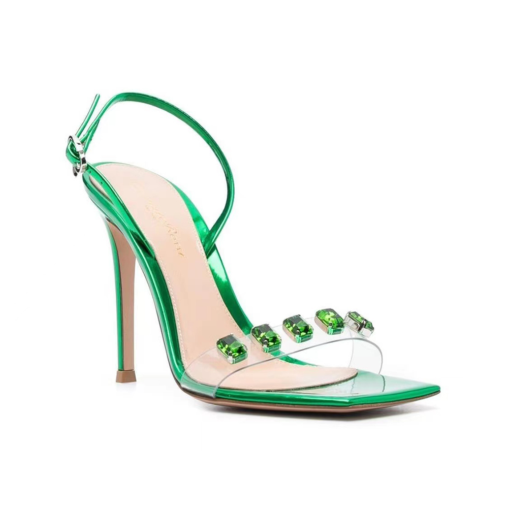 

Gianvito rossi rear strap high-heeled sandals Square toe slip-on slides calfskin leather outsole heeled mules for women luxury designer sandals factory footwear, Black