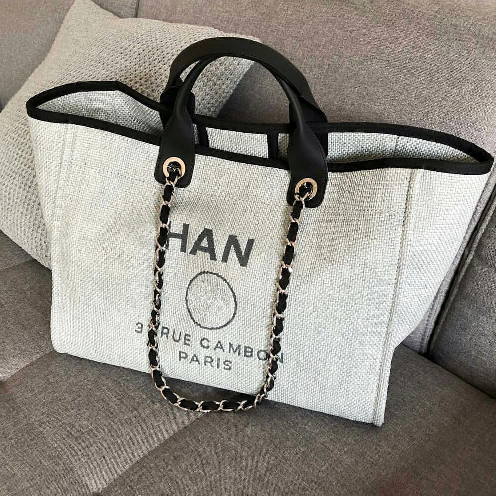 

the tote channel Shopping deauville Beach bag Luxury Women Man handbag purse pearl Nylon canvas Designer crossbody clutch summer fashion travel shoulder chain bags