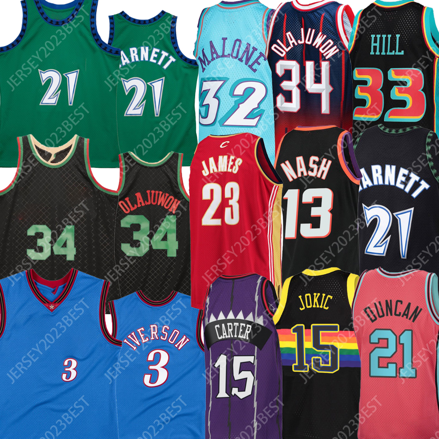 

Basketball yerseys Allen Iverson Tim Duncan James Vintage Classics Mamba Steve Hakeem Nash Olajuwon Kevin Garnett Hill men women youth yerseys, Beige