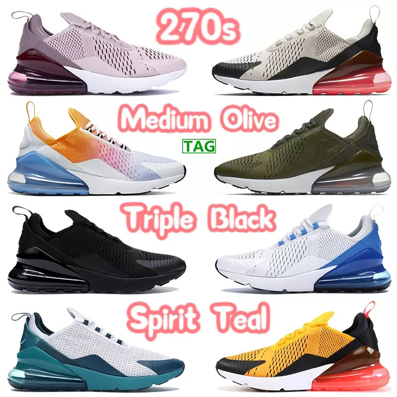

270 Running Shoes 2022 New Mens Womens Designer sneakers 27C Triple White Black Navy Bule Cool Grey Volt Trainers Sports shoes Eur 36-45