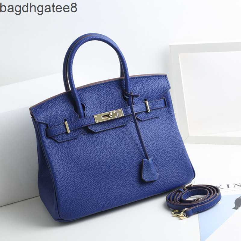 

Leather 2023 Designer Bags Birkins Hermas Bag Large Capacity Lychee Women's Pattern Top Fashion Trend One Shoulder Handbag Jt9w, Big red