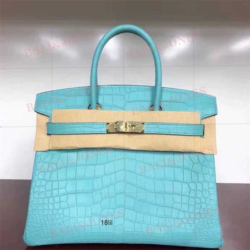 

Designer Bags Birkins Handmade Crocodile Leather Matte Mist Face Nile Siamese Tote High Beauty Limited Edition Portable Womens, Black real crocodile semi-handmade 25