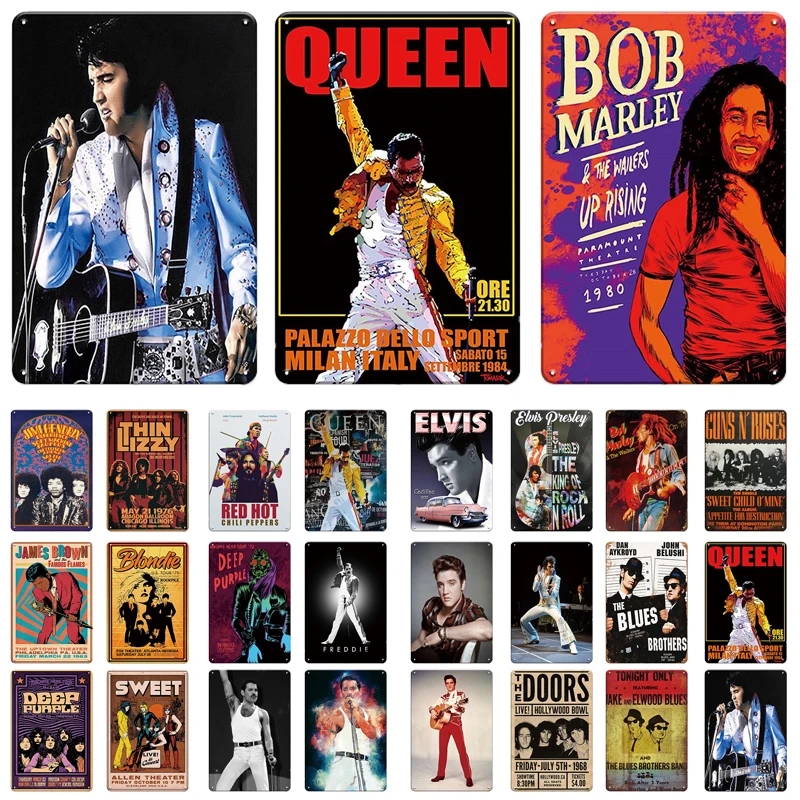 

Vintage Rock Music Queen Band Metal Tin Sign Singer Bob Marley Wall Poster Decoration Iron Club Bar Metal Decor 30X20cm W03