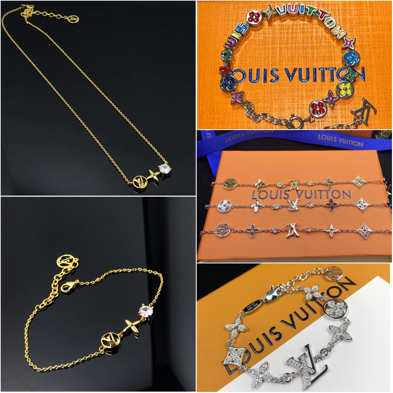 

[With Box] DUPE L V Bracelet Necklace Fashion Accessories Colorful Letter Bracelets for Men Women