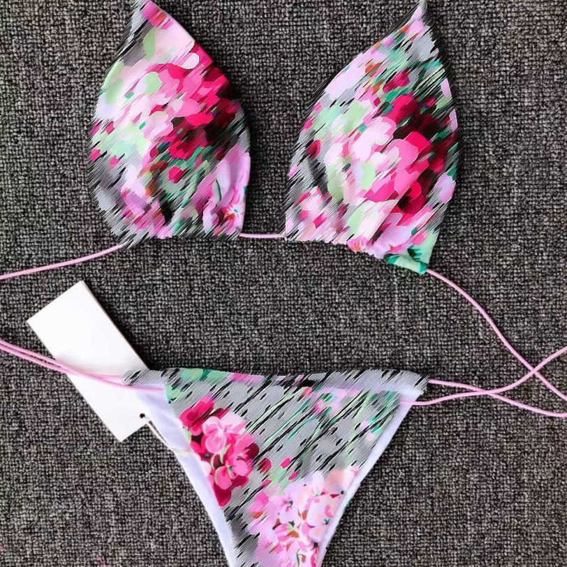 

23ss brand Women designer split swimsuit bikini beach swimsuit sexy High quality temperament letter positioning print women clothing a1, Watermelon red