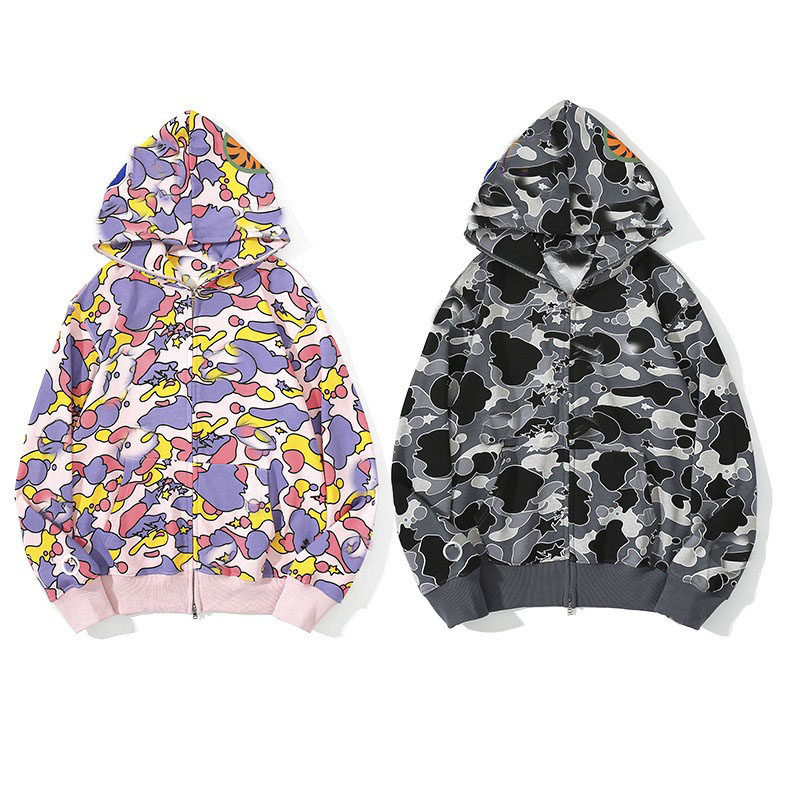 

New hat zipper cardigan men's hoodie women's hoodie high quality pure cotton hoodie designer camouflage couple hoodie hip hop street wear fashion home sportswear, Purple
