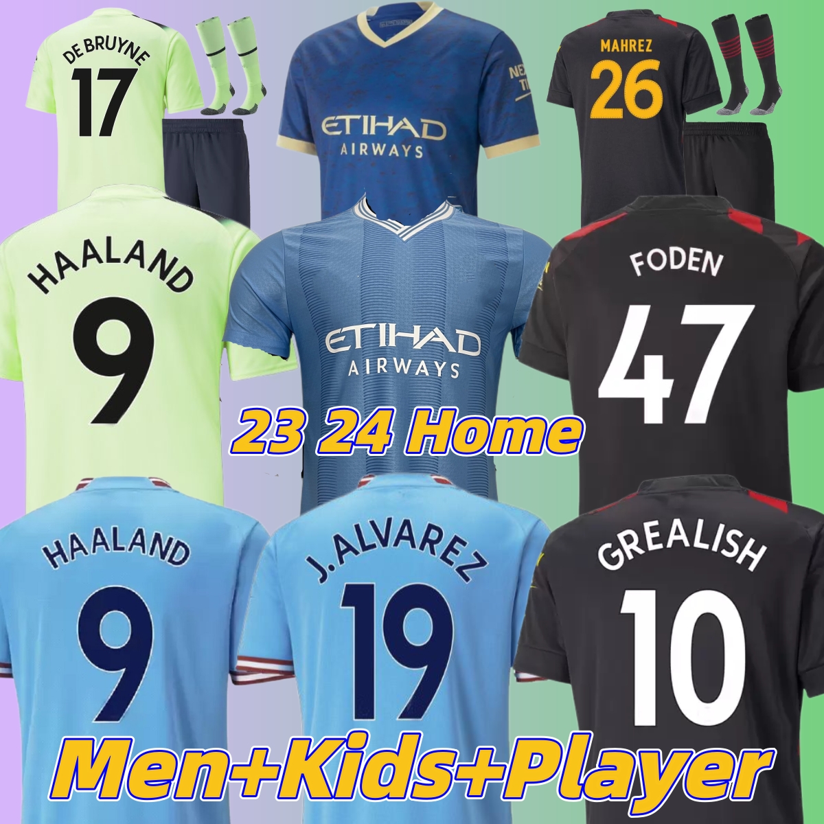 

HAALAND Soccer Jerseys 23 24 DE BRUYNE PHILLIPS MANS CITIES GREALISH MAHREZ FODEN 2023 football shirt uniforms Men Kids kit sets ALVAREZ FANS player shirts, New year adult
