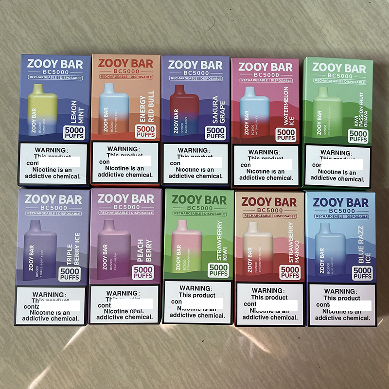 

zooy bar bc 5000 puffs e cigarette disposable vape 13ml prefilled carts 650mah rechargeable electronic svapo puff 5000 vaper disposables vapes pod cartridge 2% 5% hhc