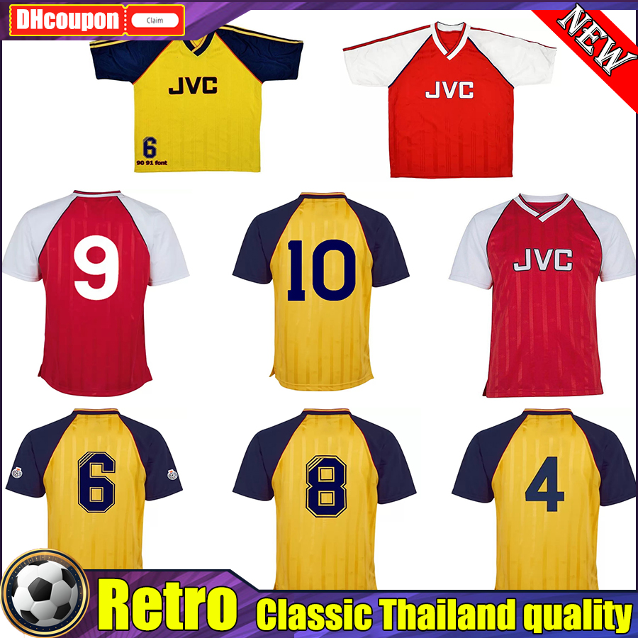 

Merson Tony away Adams Thomas retro soccer jerseys 1988 1989 1990 1991 ROCASTLE Dixon Campbell Smith Limpar classic vintage football shirt top thai quality, 01