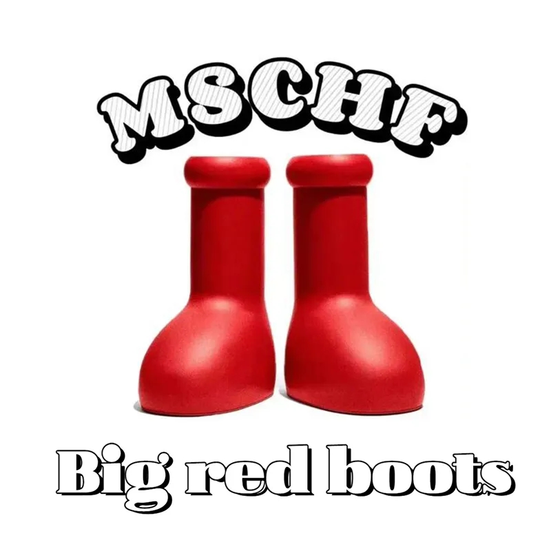 

Men Big Red Boot MSCHF Astro Boy Boots Designer Women Thick Bottom Rubber Platform Rain Bootie Oversized Shoes Luxury Knee Boots Round Toe Cute Mens Shoe Big Size US 3-13, Big red boots with box