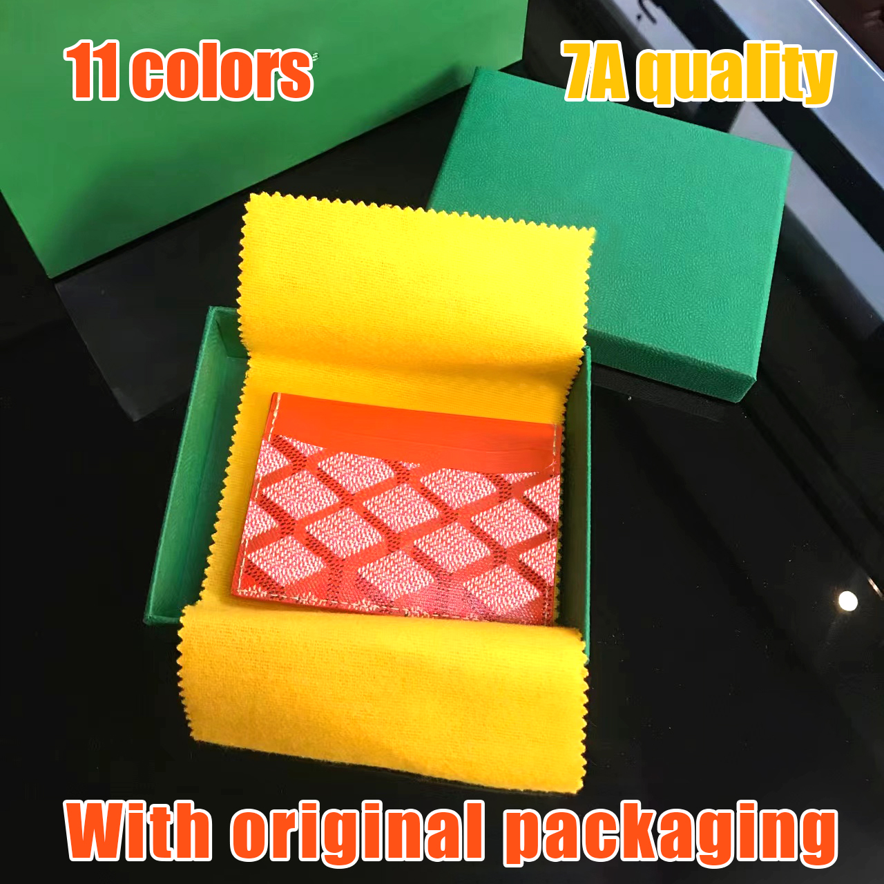 

goya brand Top quality Card Holders Wallets Genuine Leather With Box purse famous Womens men luxury Designer Coin Purses Mens Key Ring Mini Bag credit card wholesale, Black