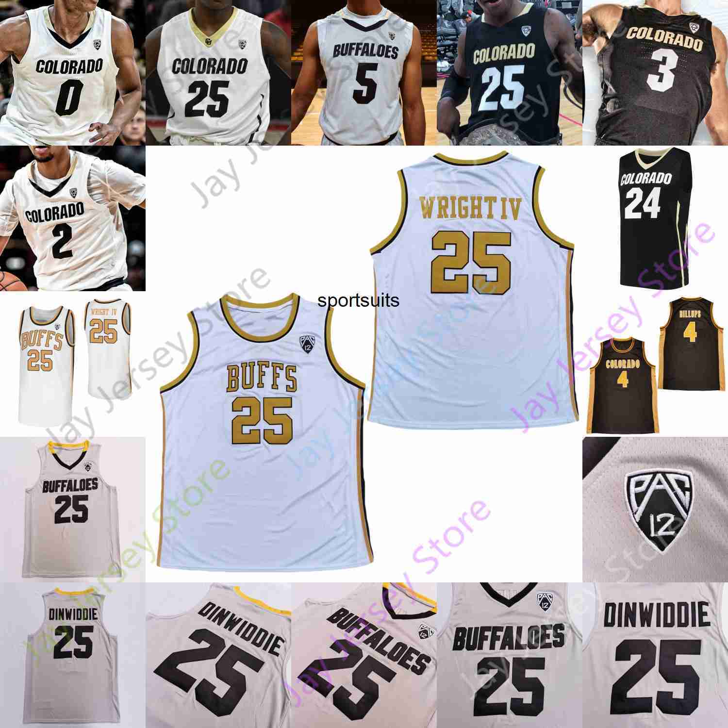 

Colorado Buffaloes Basketball Jersey NCAA College Maddox Daniels Burks White Nique Clifford Jabari Walker Keeshawn Barthelemy Horne O'Brien, Black round collar