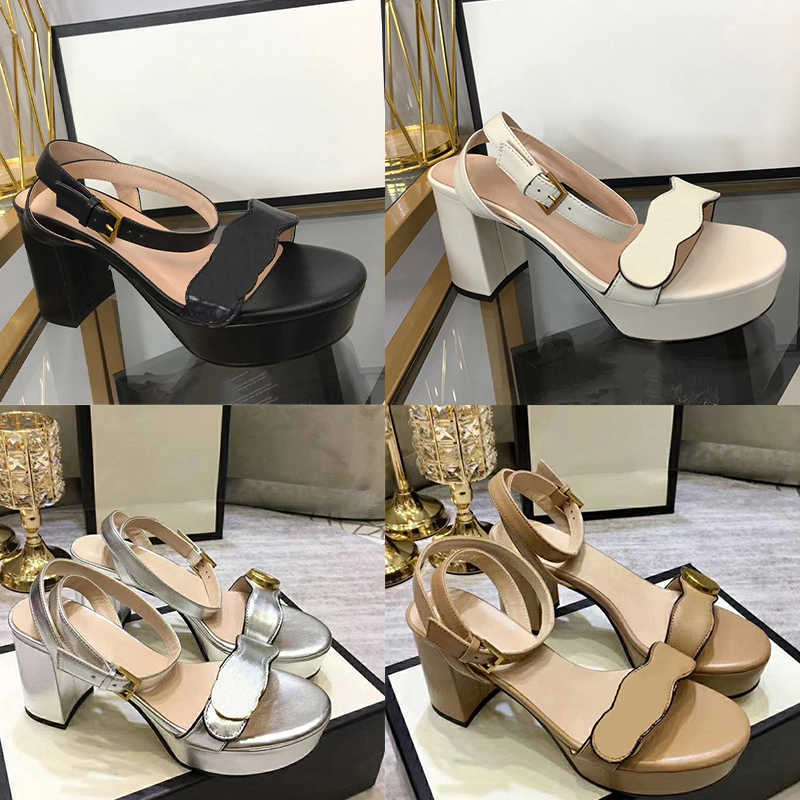 

2023 Women Designer Leather Platform Sandals Luxury High Heels Metallic Laminate Leather Middle High Heel Lock IT Sandal Summer Wedding Shoes Dress Shoe NO261