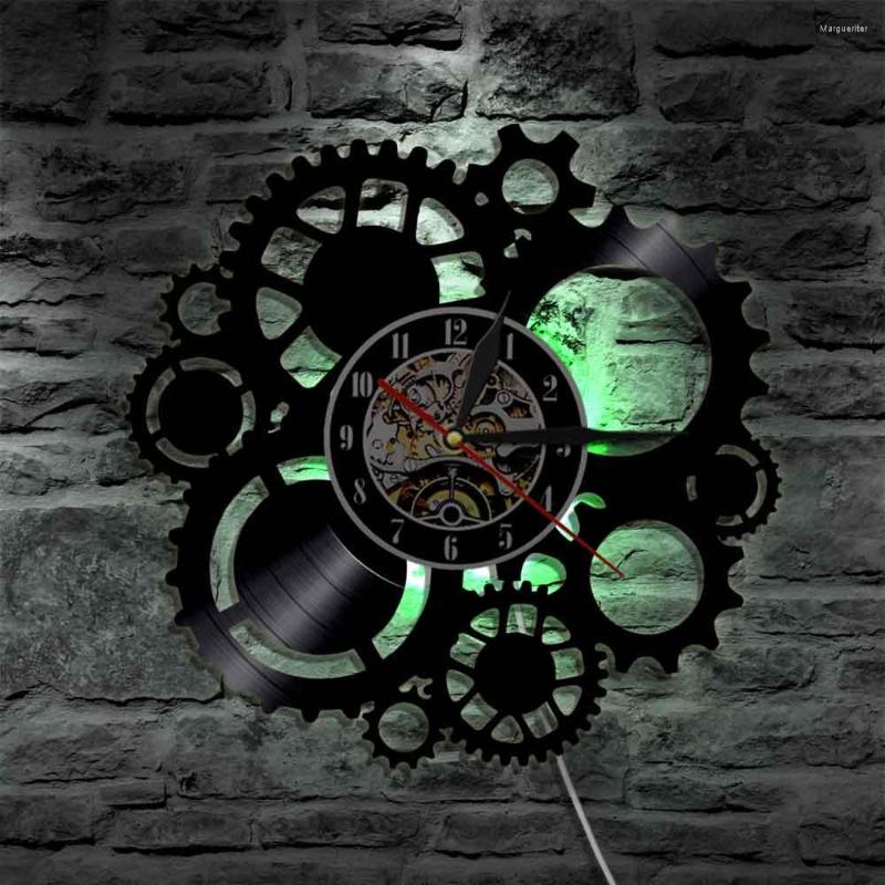 

Wall Clocks Victorian Industrial Steampunk Gears Record Clock And Cogs Decorative Decor