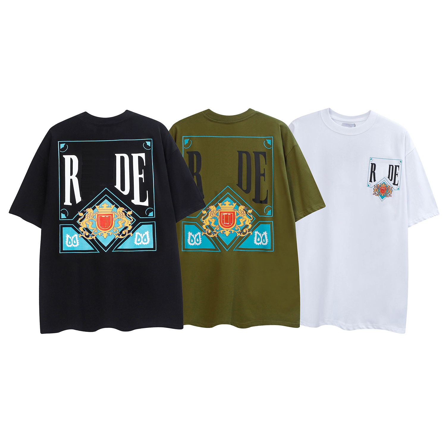

Summer Luxury Street Mens Shorts Sleeve Clothes Mens Tshirts Women Designers T Shirts Loose Oversize Tees Apparel Fashion Tops Mans Casual Chest Letter Shirt, Green