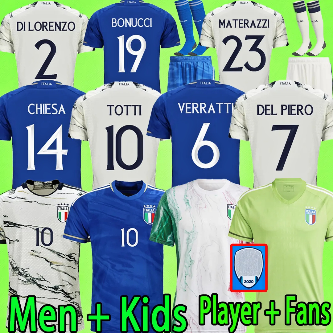 

2023 italy soccer jerseys Player version maglie da calcio TOTTI VERRATTI CHIESA Training suit Italia 23 24 football Shirt LORENZO Men set kids kit uniform goalkeeper, 2023 away fans version5