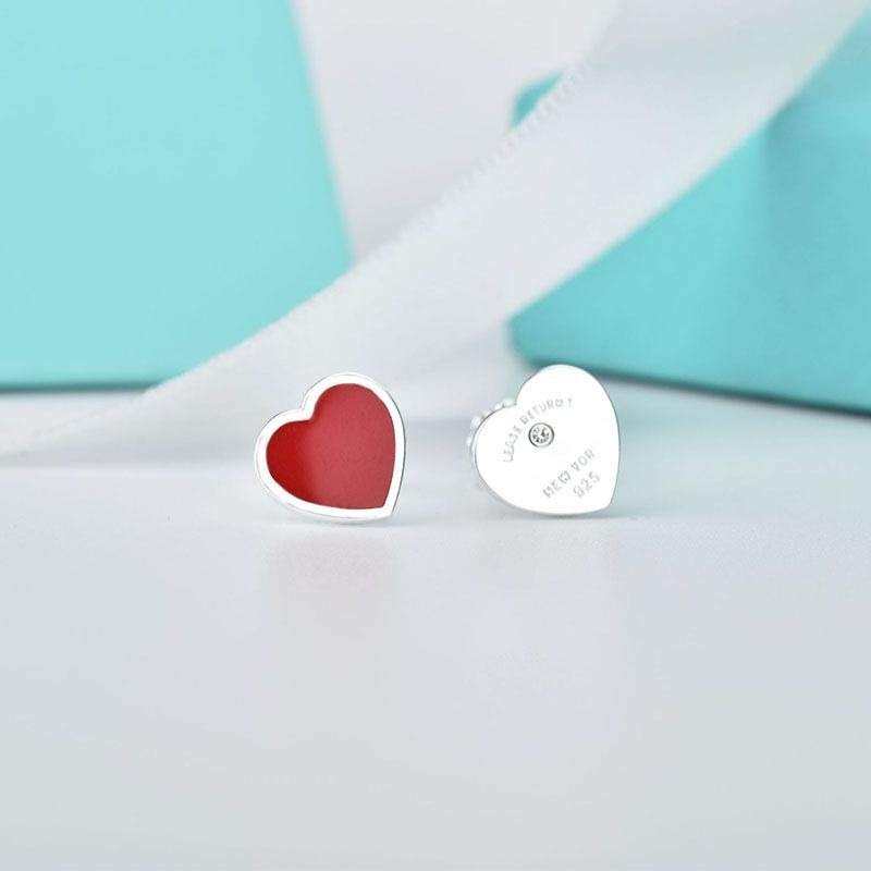 

Tif Luxurys Heart Love Stud Women Fashion Classic 925 silver hearts earrings Couple Gift stamp brand logo Designer Jewelry Engagement Earrings blue heart-shaped