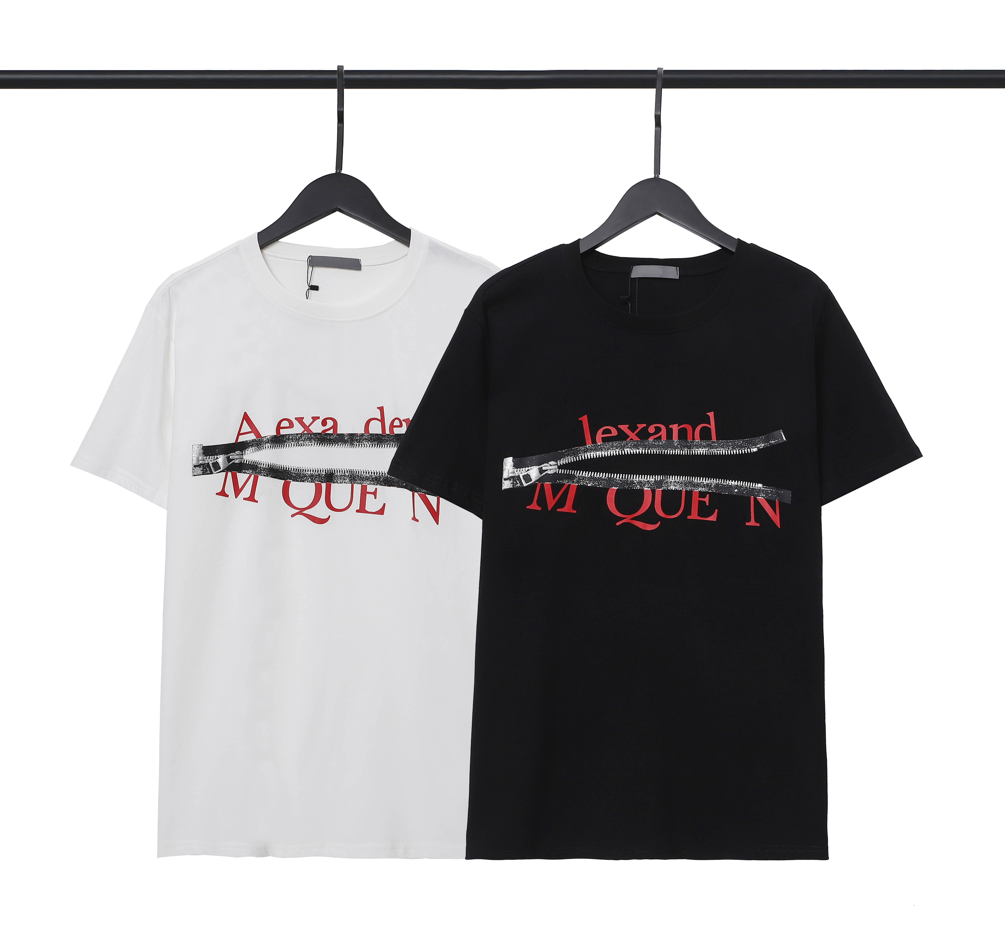 

Men's T shirt Designer McQueen Summer Fashion Pattern Cotton Tees Women's Casual Quality Top Black and White Available Asian Size M-3XL