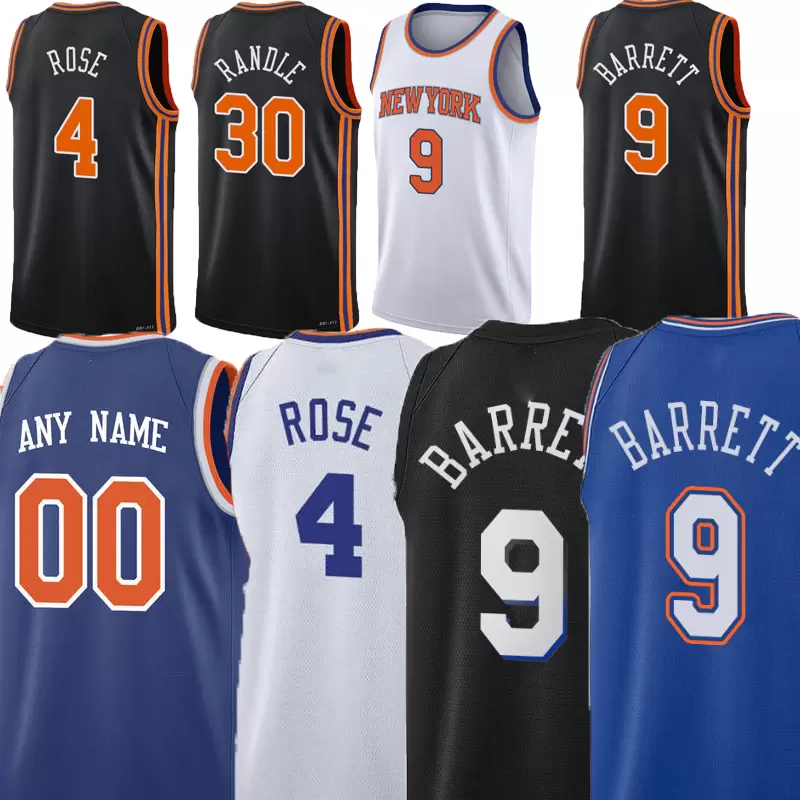 

RJ 9 Barrett Jersey 5 Immanuel Quickley Julius 30 Randle Derrick 4 Rose 1 Obi Toppin 8 Kemba Walker 6 Grimes Kevin Carmelo Anthony 7 CustomBasketball Jerseys, As picture