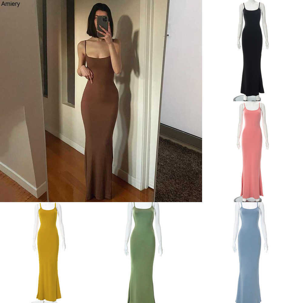 

2023 Plus Size Women's Clothes Casual Dresses Woman Solid Color Bodycon Sexy Maxi Long Dress Skims Female Slim Down Honey Peach Hip Suspender Skirt XXS-l, Light purple
