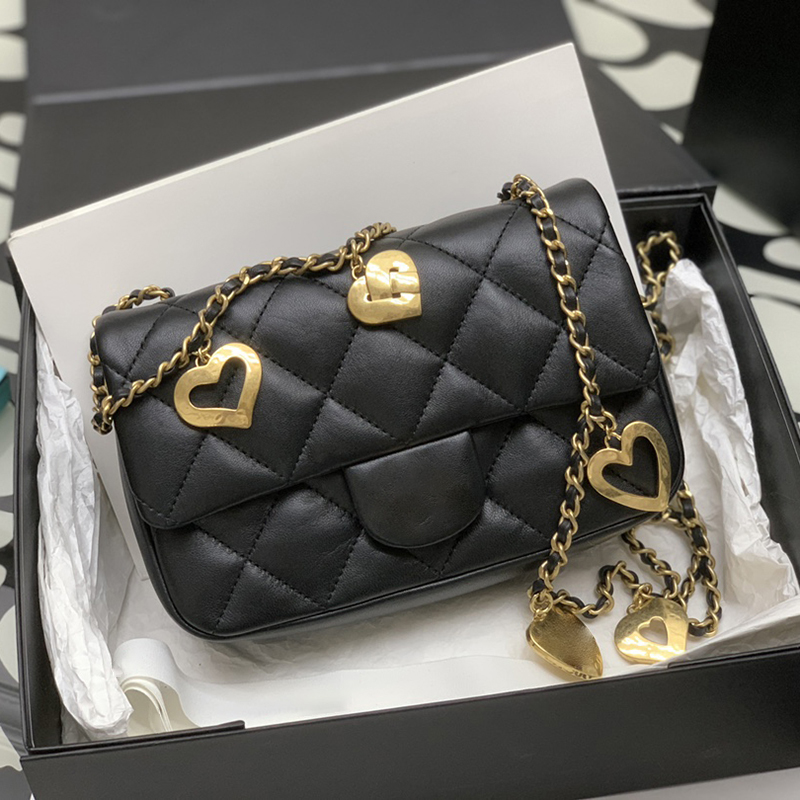 

10A Original quality genuine leather chain bag 22B 19cm fashion crossbody bags Love Pendant designer bags With box C135, More product consulting