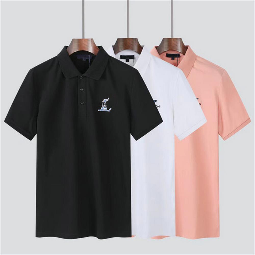 

Designer polo shirt Men's short sleeve fashion embroidered letters business classic summer wear, White