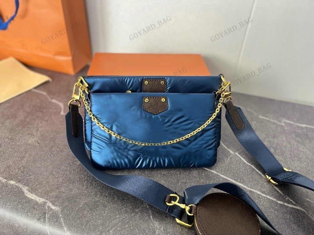 

Maxi Multi Pochette Accessoires Clutch Designer Nylon Navy Blue Handbag Gold Chain Crossbody Bags 2 in 1 Puffy Luxury Monograms Shoulder Purse Silver Pink M21056