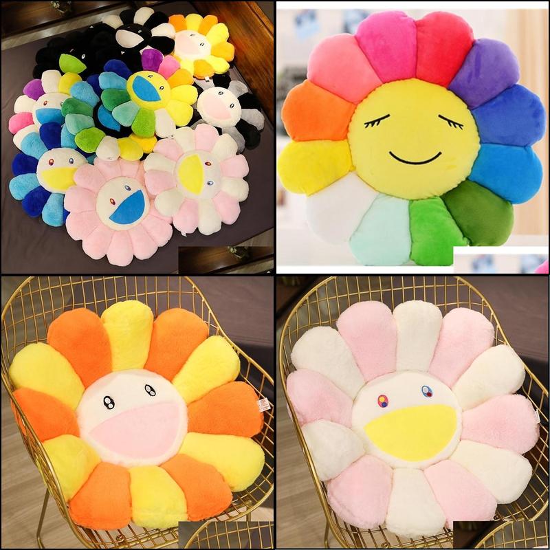 1pc super big plush sun flowers pillow soft toy stuffed toy plush mats meditation cushion floor cushions for kids 201009