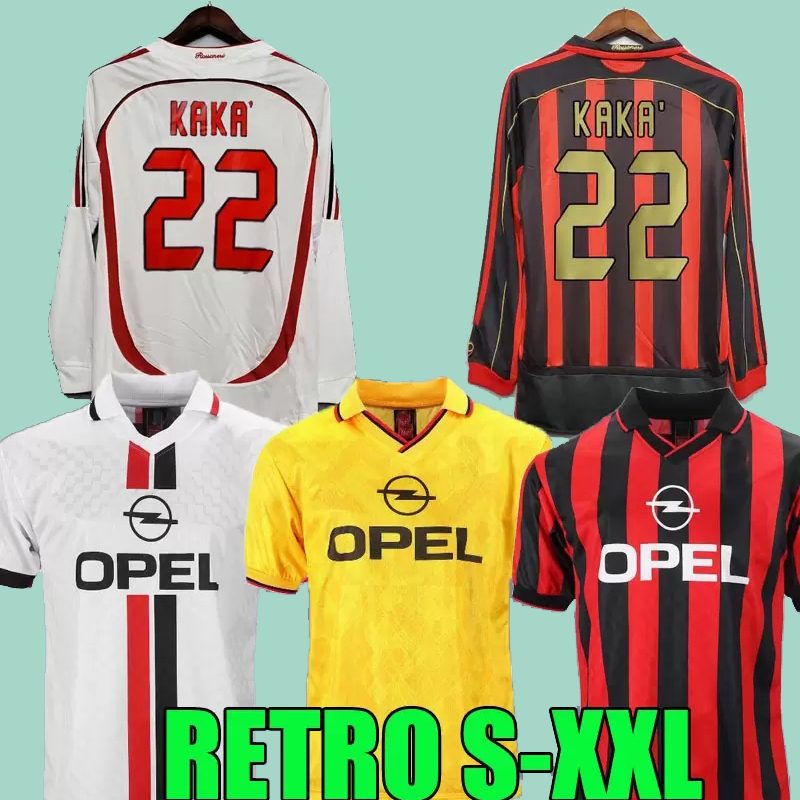 

Retro Soccer Jerseys long sleeve Kaka Baggio Maldini VAN BASTEN Pirlo Inzaghi Beckham Gullit Shevchenko Vintage Shirt Classic Kit 93 94 95 96 97 06 07 09 10 Ac MiLaNS, 06 07 home ls patch