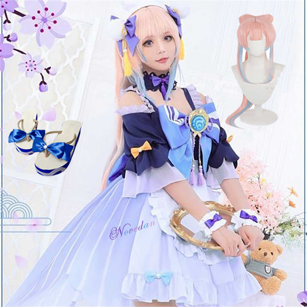 

Anime Costumes Genshin Impact Cosplay Maid Kokomi Come Uniform Wig Shoes Sexy Women Halloween Christmas Party Fancy Dress Outfit Full Set Z0301