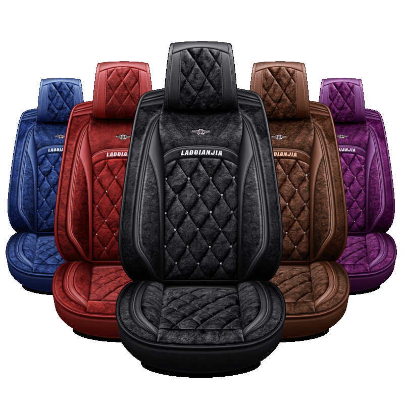 

Car Accessories Seat Cover for Sedan SUV Durable Top-Quality Suede Leather Universal Five Seats Set Cushion Mats Including Front and Back Covers Diamond Design