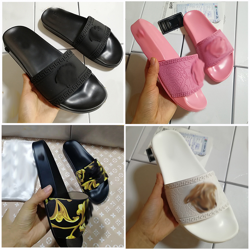 Medusa Palazzo Pool sliders Slippers designer dimension slides Bath Slipper casual flip flops red unisex size available 35-46 color black gold pr