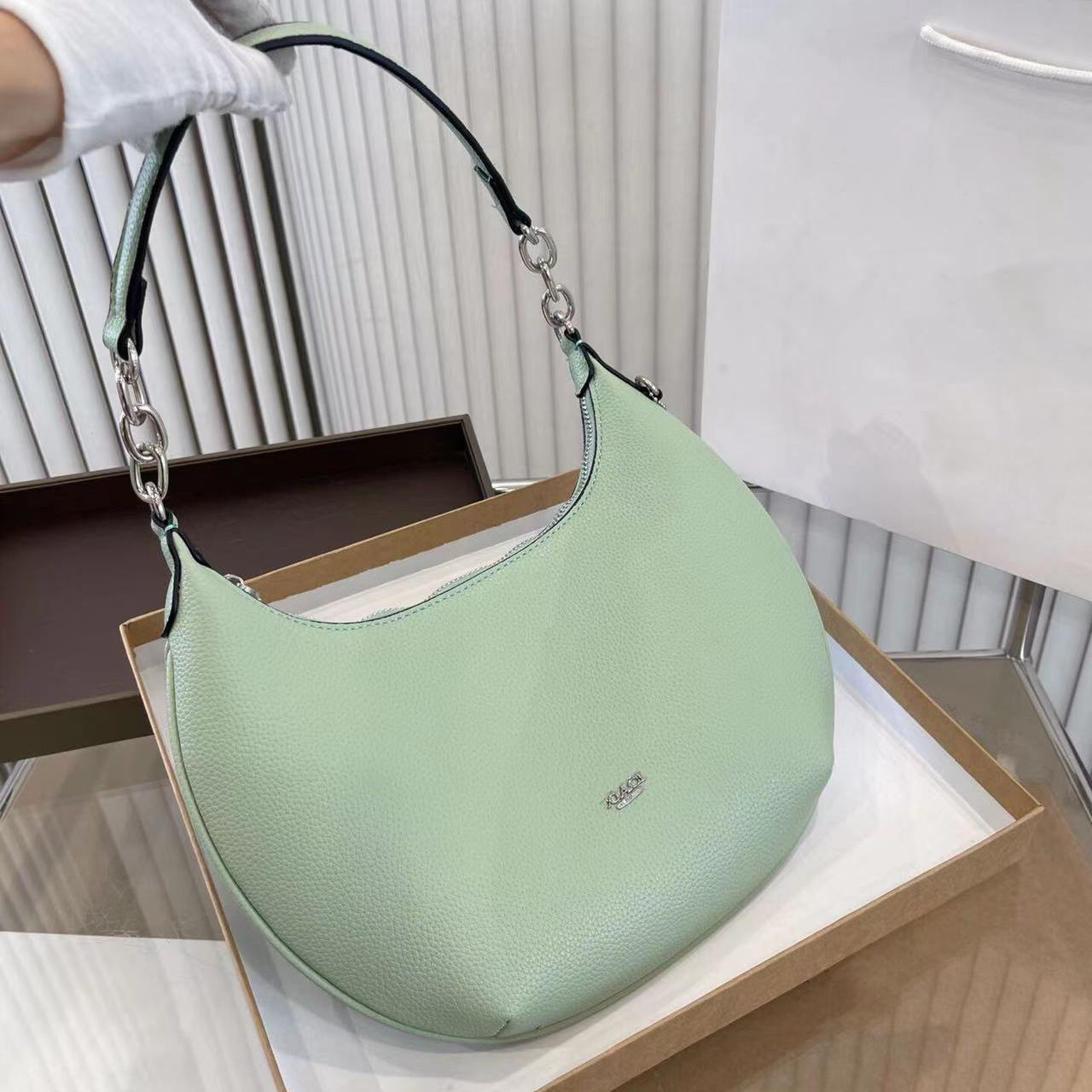 

NEW Polene Numero Dix Half-Moon bag Full-Grain Textured/Smooth Calf Leather Tote Designer Zip Closure Crossbody Women Hobo Handbags Shoulder Bags Purse 002, Customize