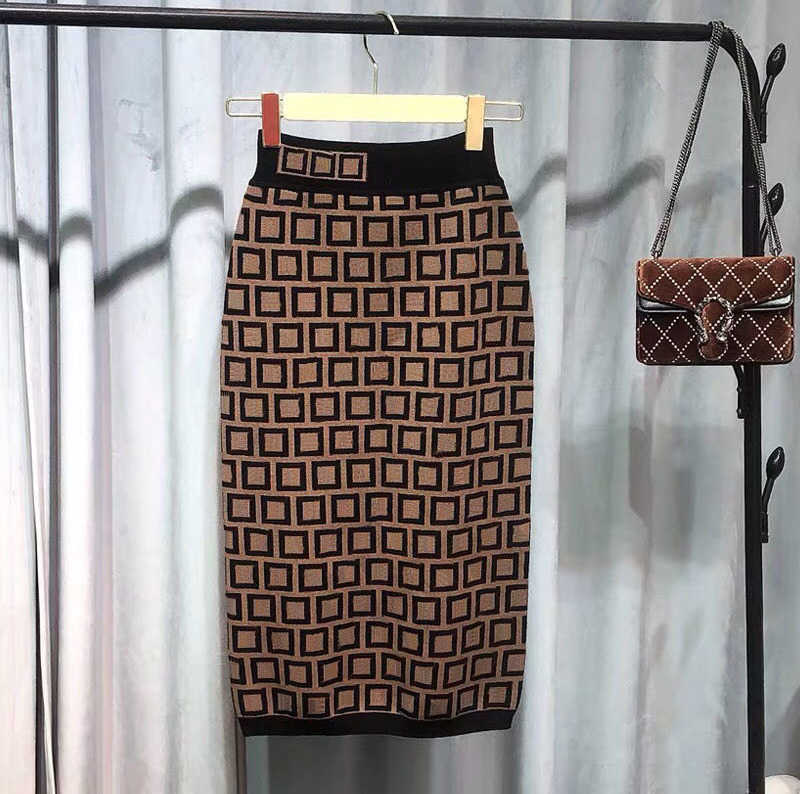 

Skirts Womens Dress Casual Mid Calf Classic Letter Contrast Color Fashion Straight Trendy Dresses, Brown