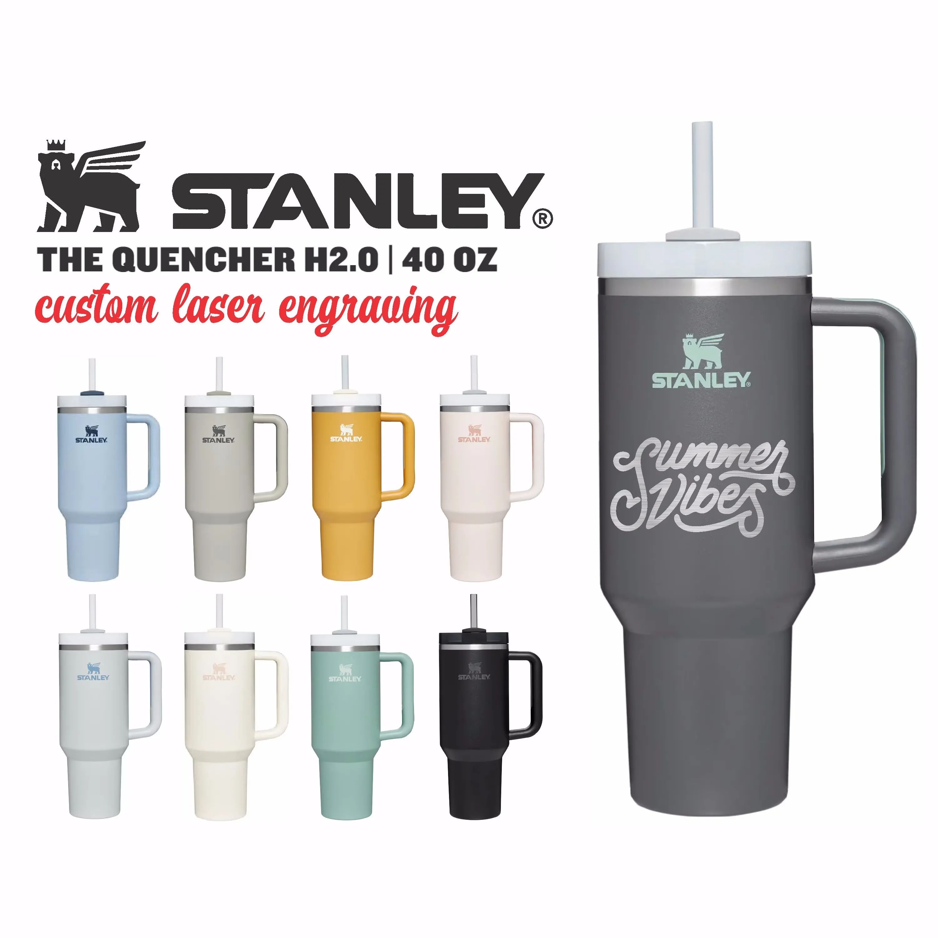 

With Logo Stanley 40oz Mug Tumbler With Handle Insulated Tumblers Lids Straw Stainless Steel Coffee Termos Cup j;lk 40oz Second generation, Multi-color