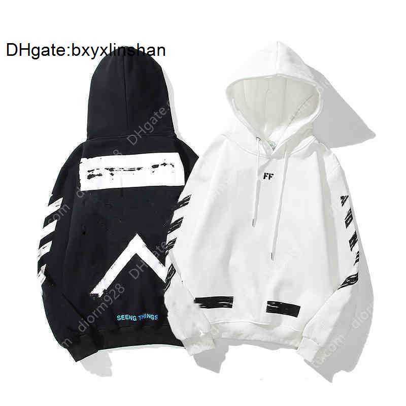 

Men's Hoodies Sweatshirts Men's %60 Style Trendy Fashion Painted Crow Stripe Loose Hoodie and Women's Coatjqm1off T-shirts Offs White, 14