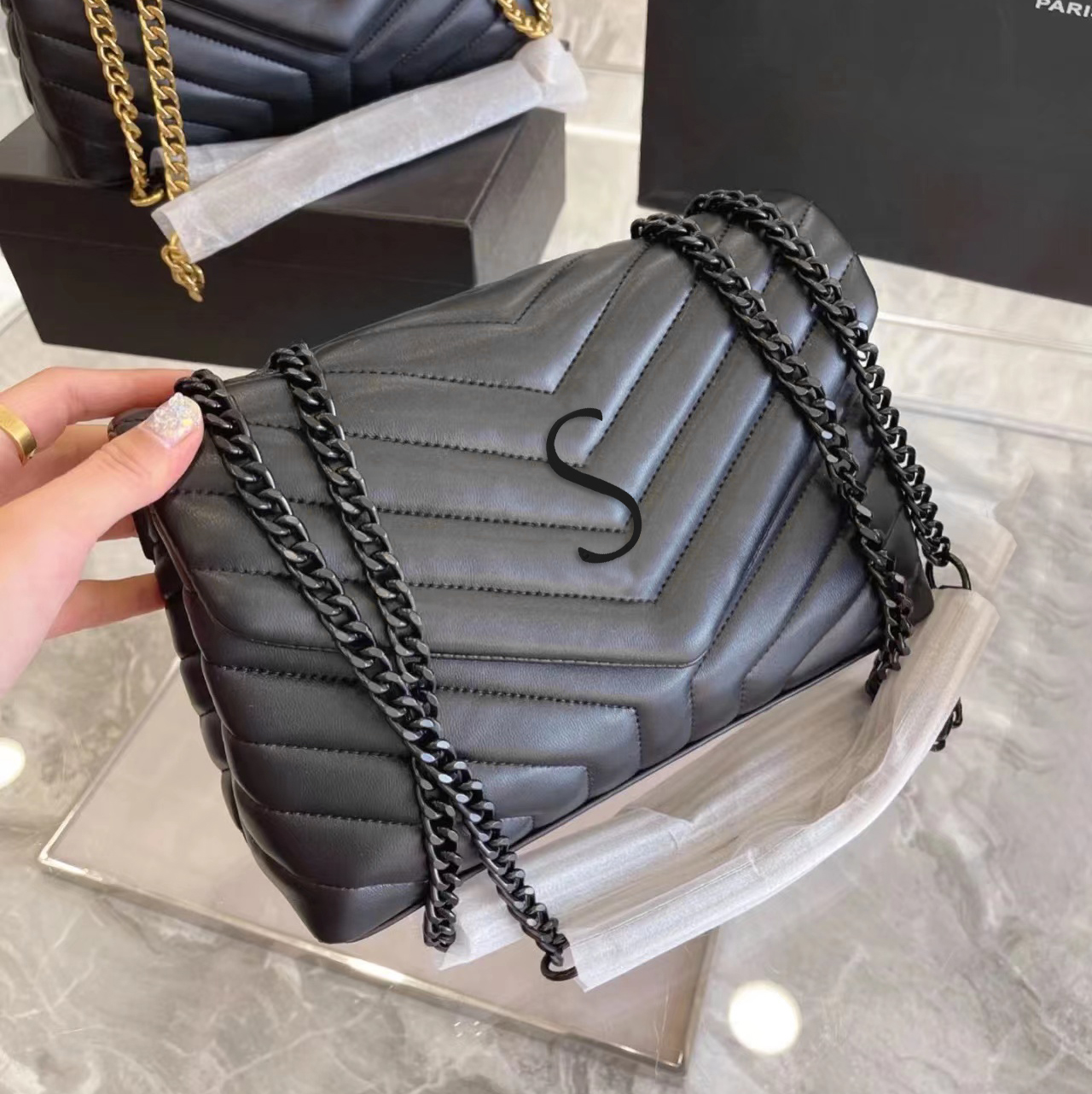 

Luxurys brand yslity LOULOU Large capacity Crossbody Bags totes Womens travel puffer Postman Designer Leather bag handbag lady shoulder fashio chain envelop Purse, Khaki silver