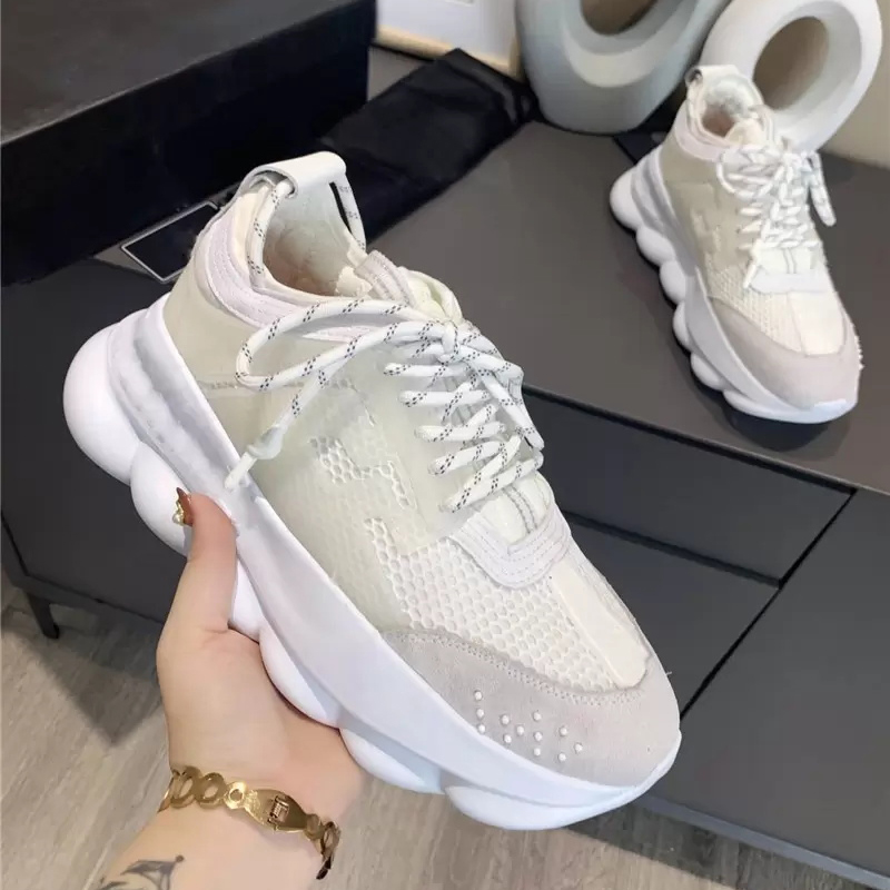 

Designer Shoes Chain Reaction Casual Shoes Men Sneaker Rubber Platform Sneakers Reflective Trainers Multicolor Suede Sneakers Women Trainer with Box, 24