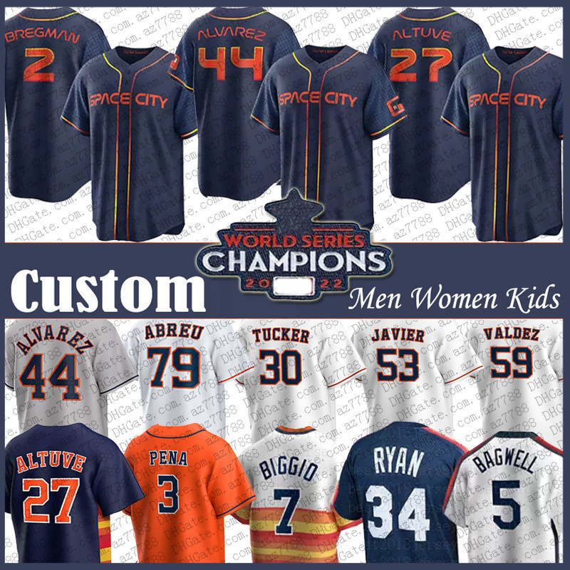 

44 Yordan Alvarez Jose Altuve Houston Baseball Jersey Custom Astros Alex Bregman Kyle Tucker Jose Abreu Framber Valdez Jeremy Pena Cristian Javier Martin Maldonado, Shown