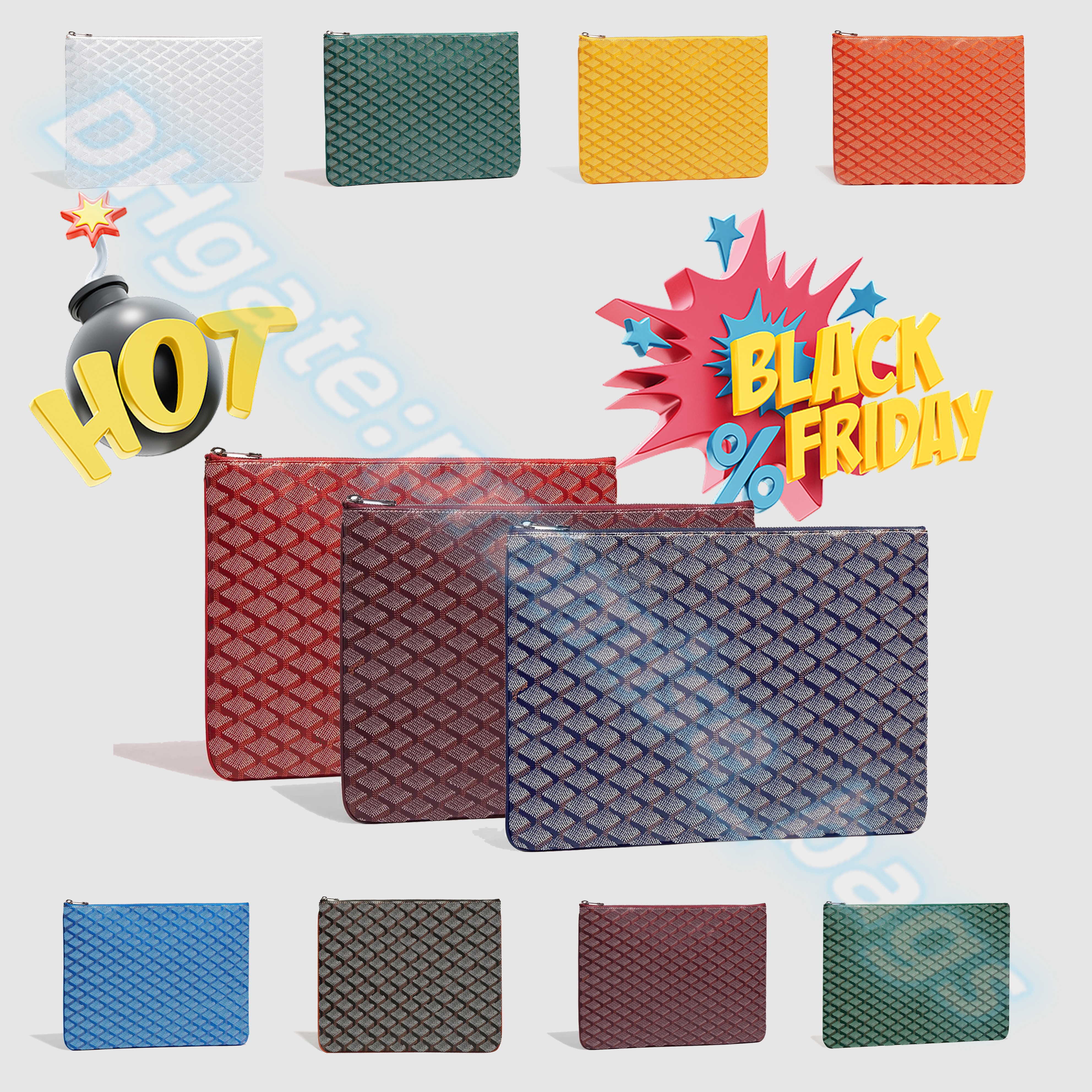 

7A quality Designers Luxurys Clutch bag toiletry Totes card holder SENAT MGM POCKET Clutch bag hangbag cards coins mens MM GM Briefcases cosmetic goya purse wallet, Green