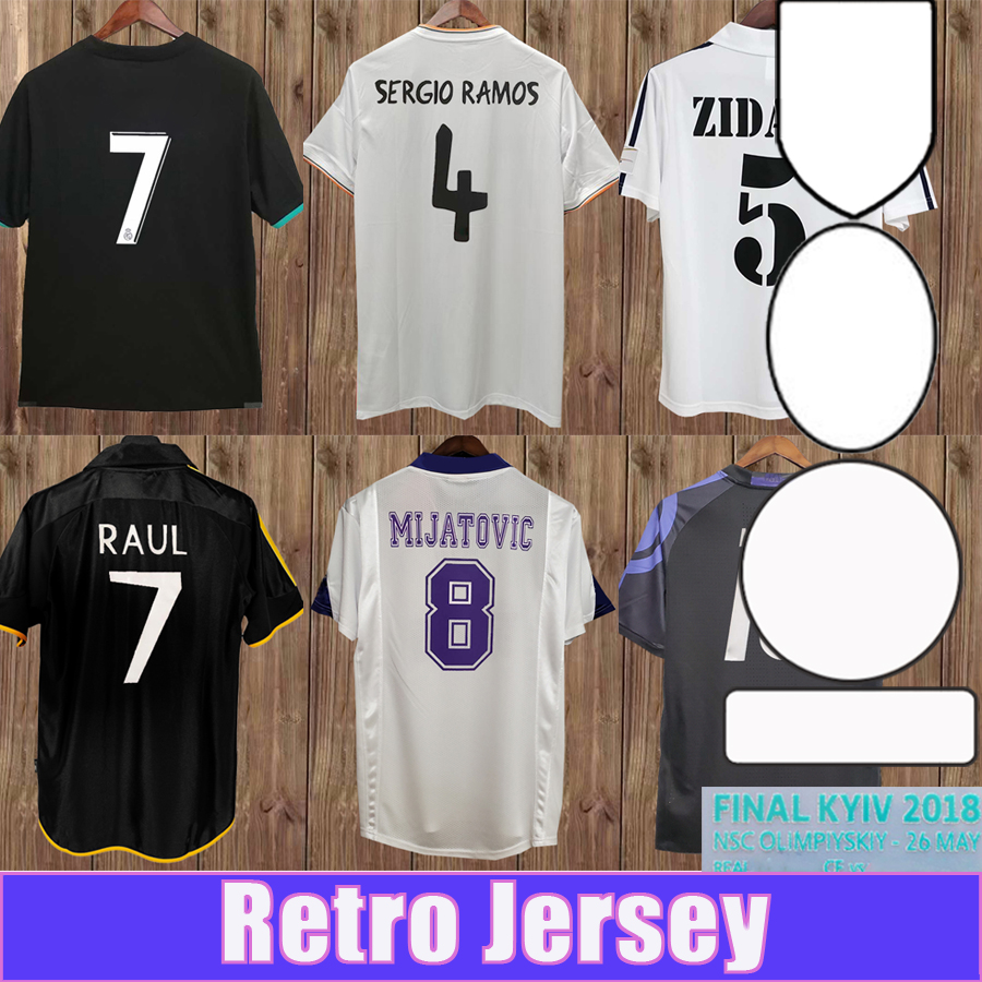 

01 02 RAUL BECKHAM Mens Retro Soccer Jerseys 17 18 RoNAldO ZIDANE CANNAVARO BENZEMA SERGIO RAMOS Football Shirts, Fg3383 13 14 home final 9 cup ... patch