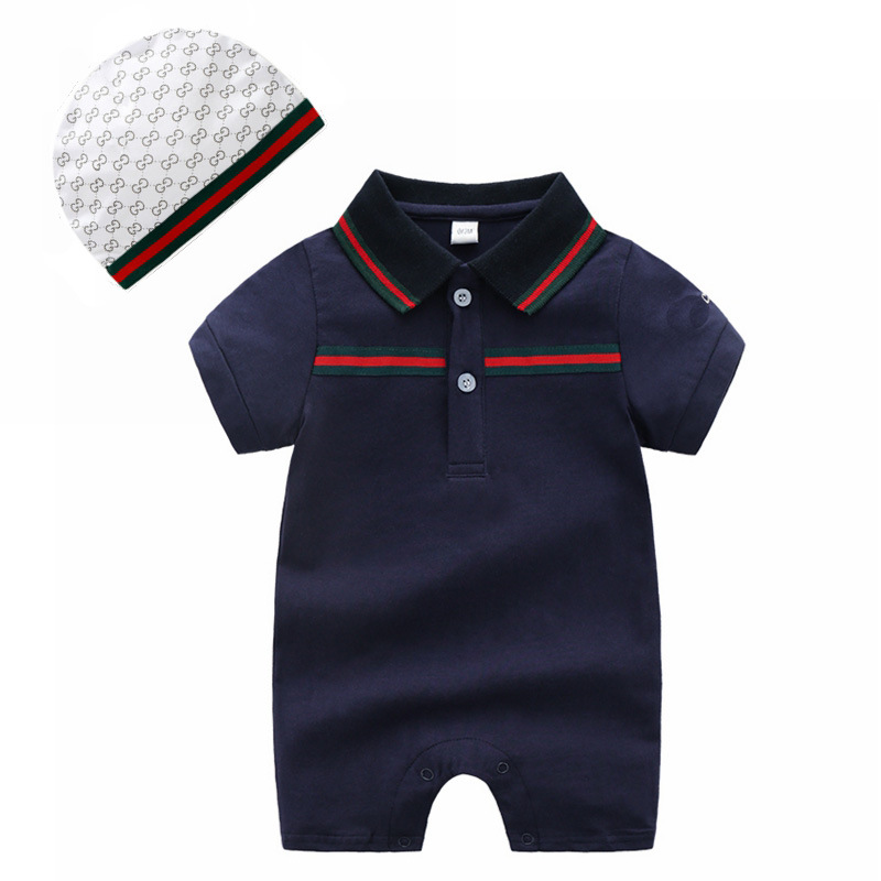 

Baby Boys Girls Romper With Bibs Toddler Short Sleeve Jumpsuits Spring Autumn Infant Onesies Kids Cotton Romper, Blue