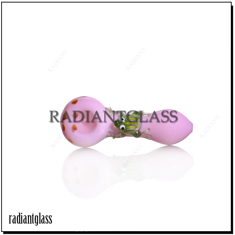 

Smoking Pipes 5.6" Pink Glass Pipe Froggy Hand Spoon Pipe Dry Herb Tobacco Pipes Gift Accessories Wholesale