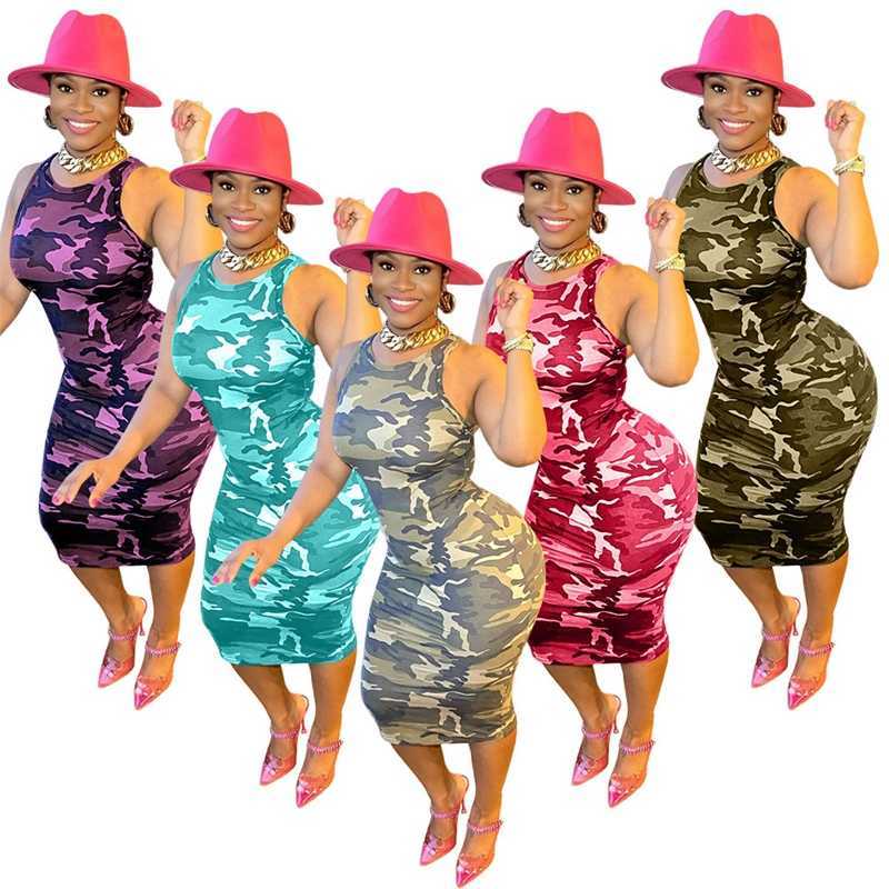 

Casual Dress Designer Womens Camouflage Dress Fashion Printed Mid Dress, Style 5