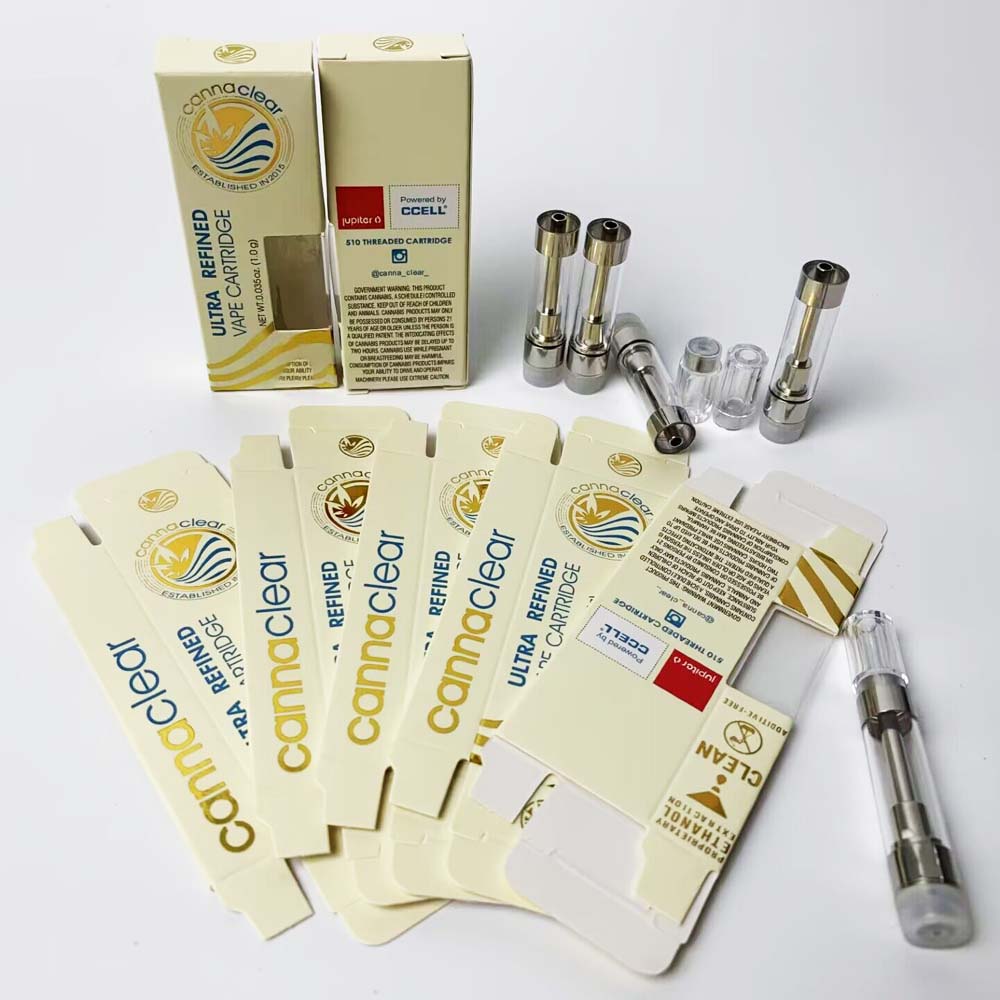 

Canna Clear Vape Cartridges Atomizer E-Cigarettes Carts 510 Thread Battery Atomizers 10 Strains Available Ceramic Coil Vapes Carts with packaging